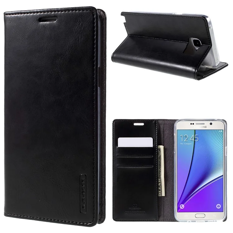 MERCURY GOOSPERY Blue Moon Flip Leather Case for Samsung Galaxy Note5 SM-N920 - Black