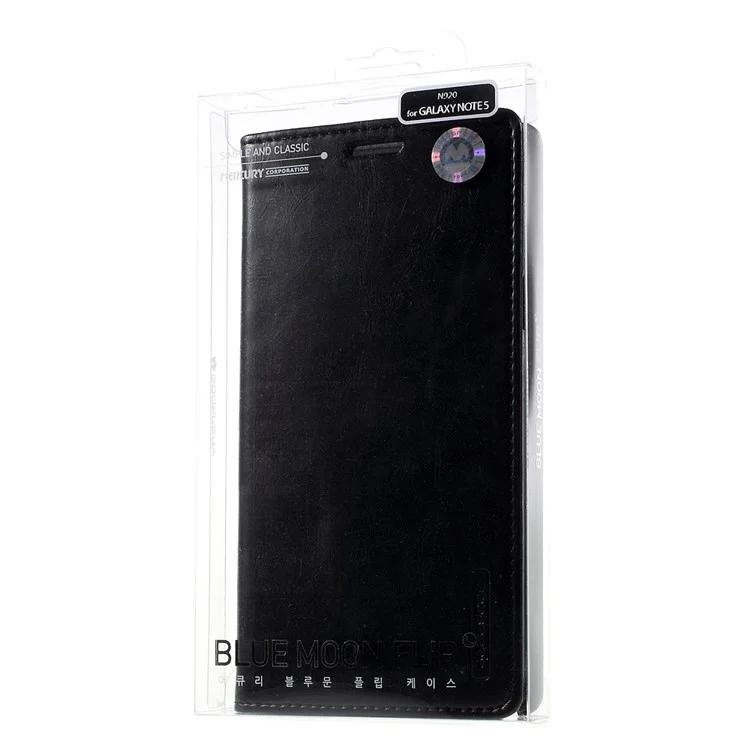MERCURY GOOSPERY Blue Moon Flip Leather Case for Samsung Galaxy Note5 SM-N920 - Black