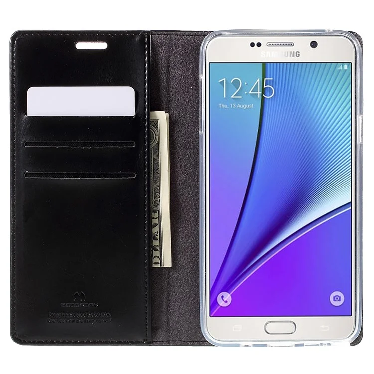 MERCURY GOOSPERY Blue Moon Flip Leather Case for Samsung Galaxy Note5 SM-N920 - Black