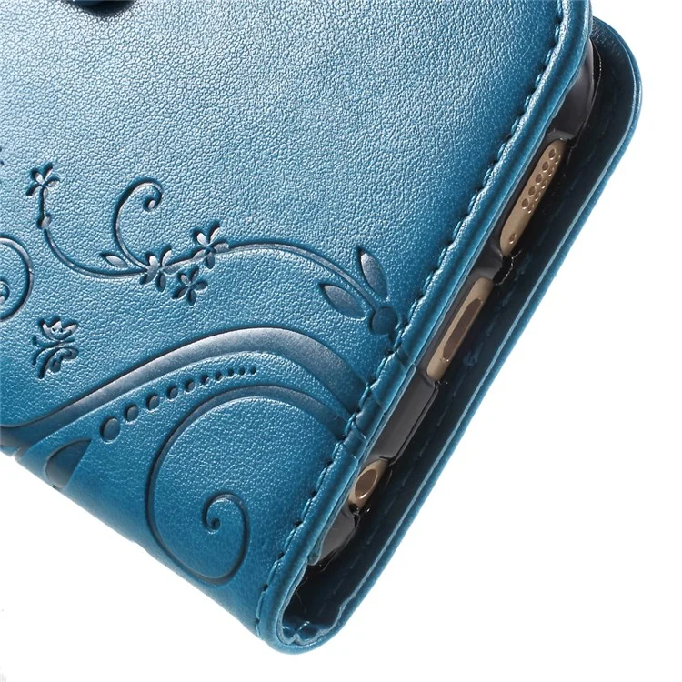 Butterfly Stand Leather Phone Cover for Samsung Galaxy S6 Edge G925 - Blue