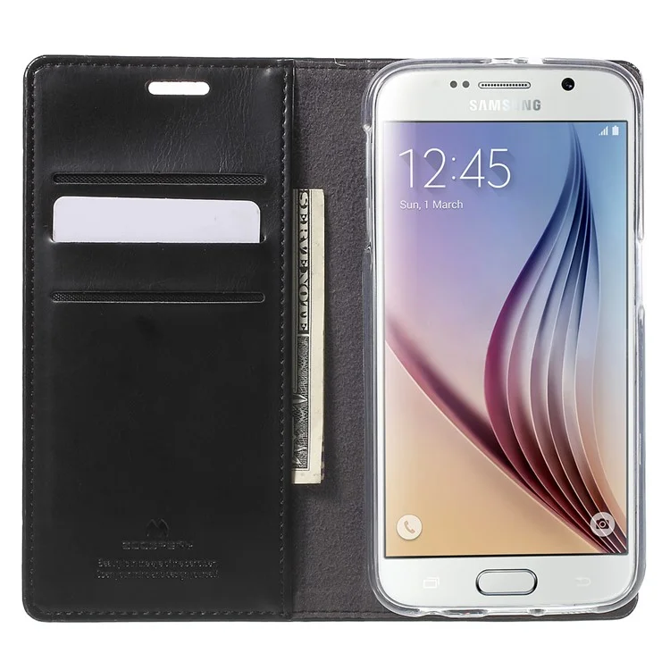 MERCURY GOOSPERY Blue Moon Leather Cover for Samsung Galaxy S6 G920 - Black