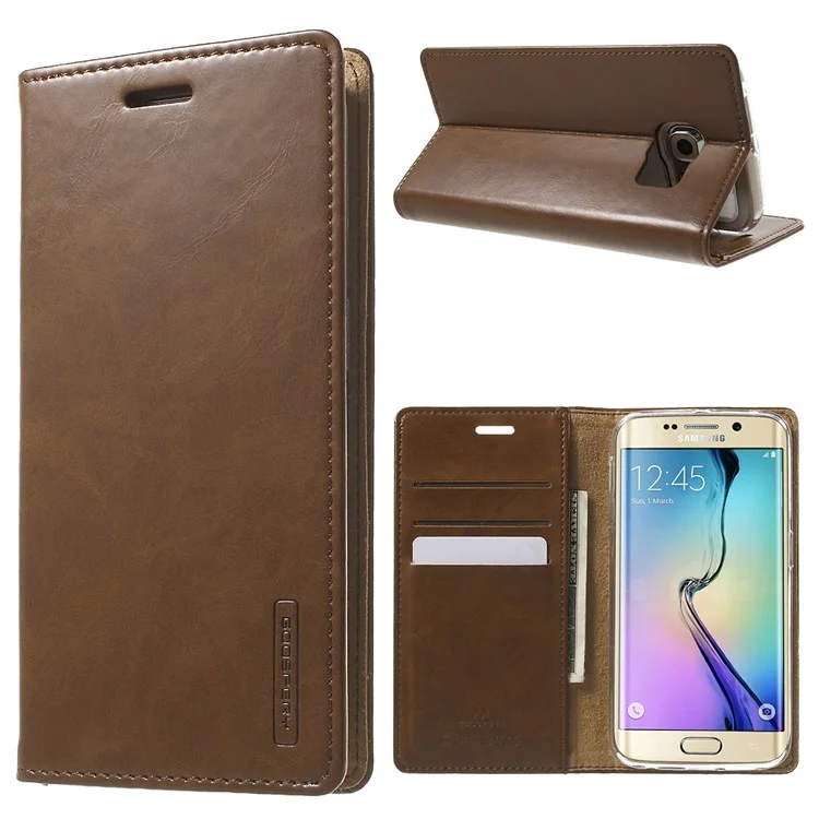 MERCURY GOOSPERY Blue Moon Flip Leather Cover for Samsung Galaxy S6 Edge G925 - Brown