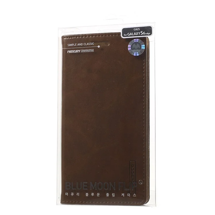 MERCURY GOOSPERY Blue Moon Flip Leather Cover for Samsung Galaxy S6 Edge G925 - Brown
