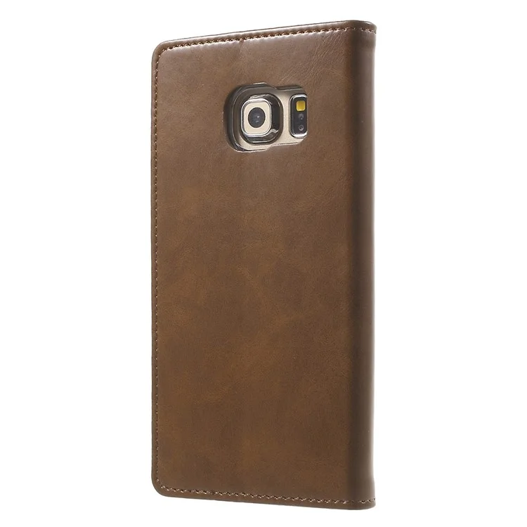 MERCURY GOOSPERY Blue Moon Flip Leather Cover for Samsung Galaxy S6 Edge G925 - Brown