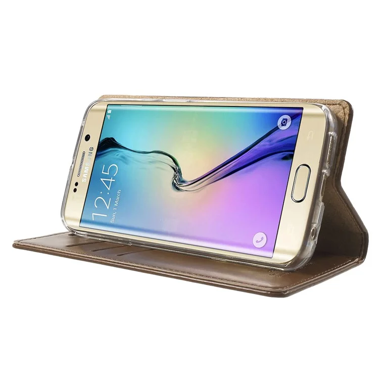 MERCURY GOOSPERY Blue Moon Flip Leather Cover for Samsung Galaxy S6 Edge G925 - Brown