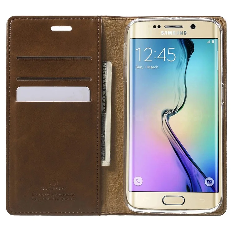 MERCURY GOOSPERY Blue Moon Flip Leather Cover for Samsung Galaxy S6 Edge G925 - Brown