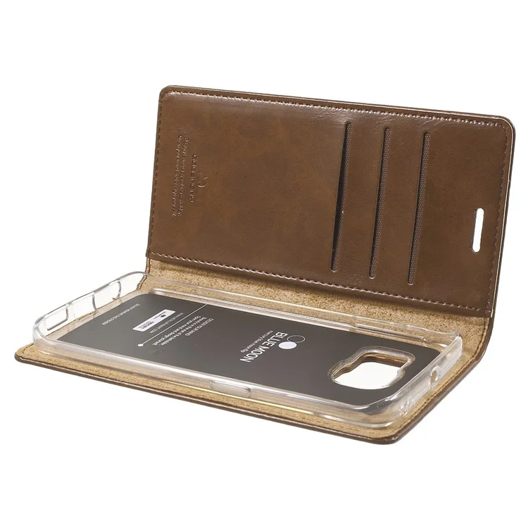 MERCURY GOOSPERY Blue Moon Flip Leather Cover for Samsung Galaxy S6 Edge G925 - Brown