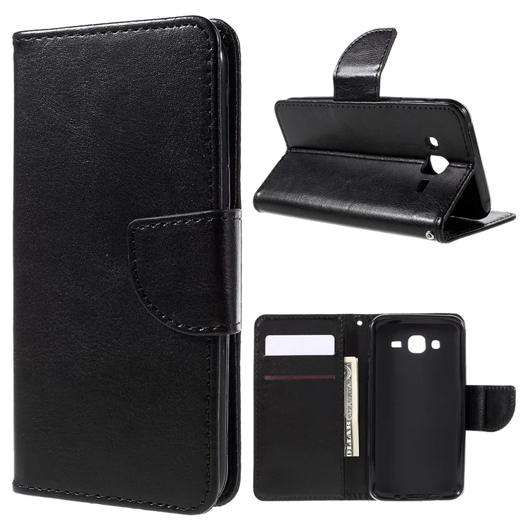 Flip Leather Wallet Stand Case for Samsung Galaxy J5 SM-J500F - Black