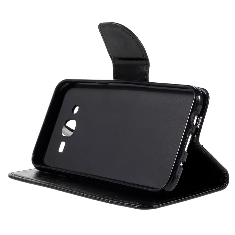 Flip Leather Wallet Stand Case for Samsung Galaxy J5 SM-J500F - Black