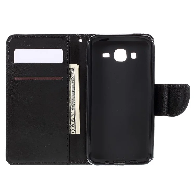 Flip Leather Wallet Stand Case for Samsung Galaxy J5 SM-J500F - Black