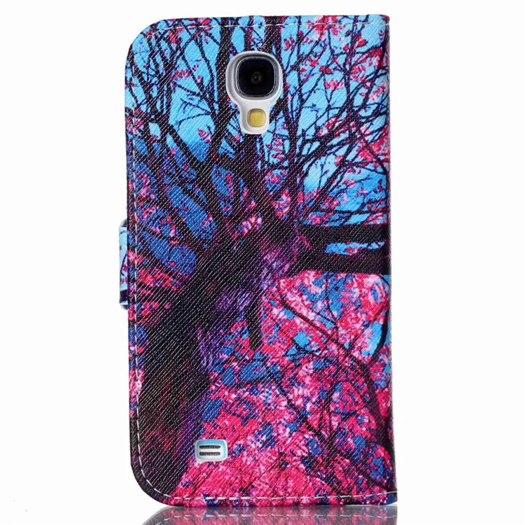 Magnetic Leather Card Holder Case for Samsung Galaxy S4 mini i9190 - Tree Branches
