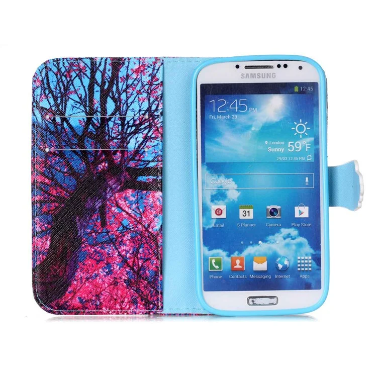 Magnetic Leather Card Holder Case for Samsung Galaxy S4 mini i9190 - Tree Branches