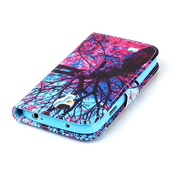 Magnetic Leather Card Holder Case for Samsung Galaxy S4 mini i9190 - Tree Branches