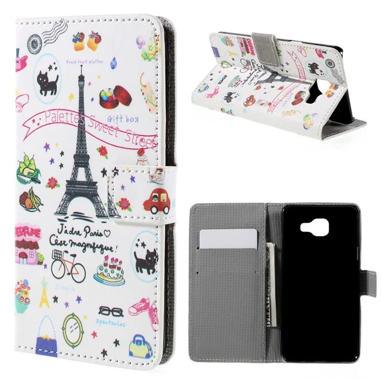 Funda de Soporte de Ranura para Tarjetas de Cuero para Samsung Galaxy A5 SM-A510F - Palettes Sweet Street