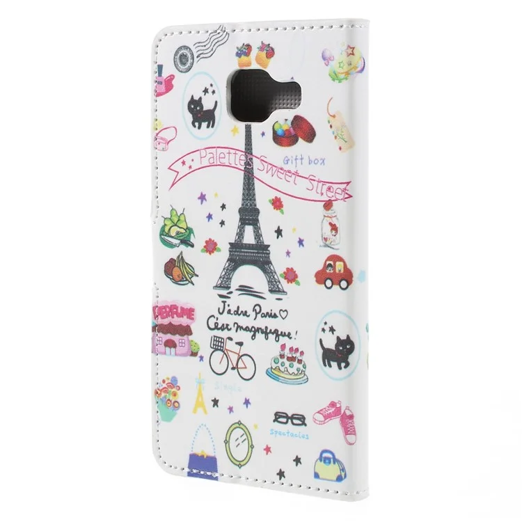 Funda de Soporte de Ranura para Tarjetas de Cuero para Samsung Galaxy A5 SM-A510F - Palettes Sweet Street