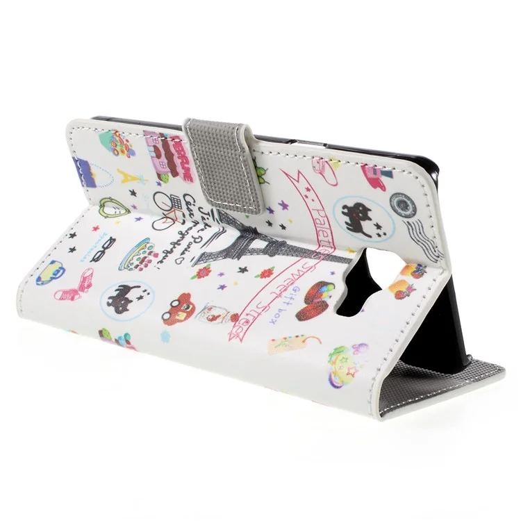 Funda de Soporte de Ranura para Tarjetas de Cuero para Samsung Galaxy A5 SM-A510F - Palettes Sweet Street