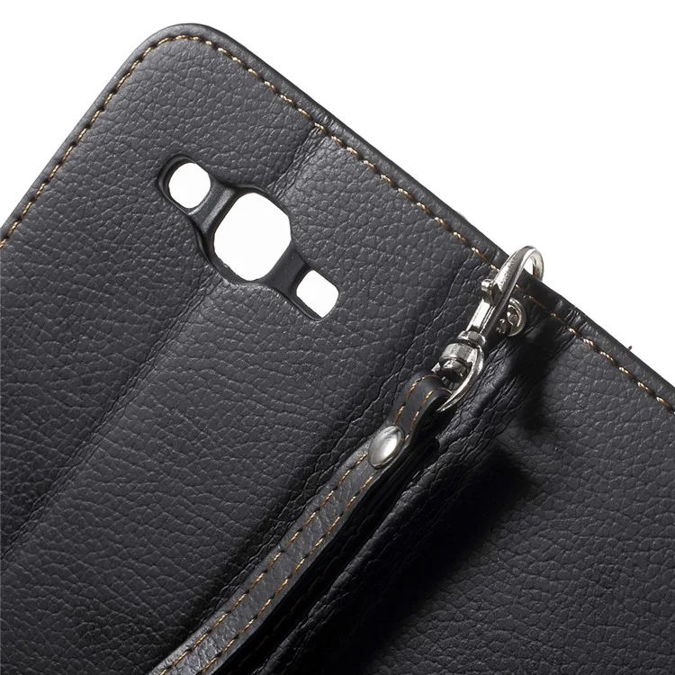 Wallet Leather Leaf Shape Magnetic Case for Samsung Galaxy J5 SM-J500F - Black
