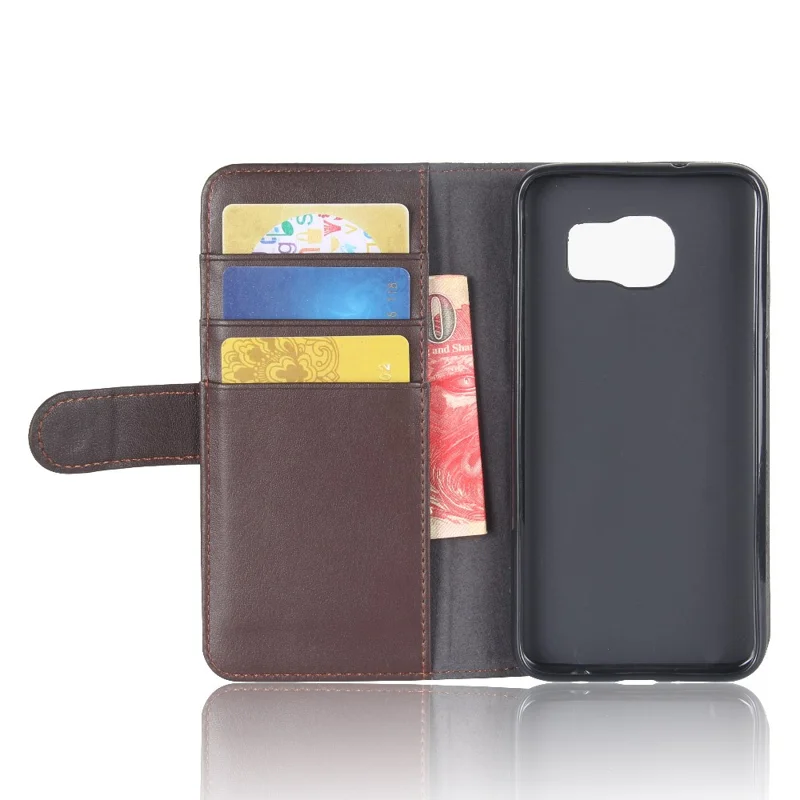 For Samsung Galaxy S7 Edge SM-G935 Soft Smooth Split Leather Wallet Stand Case Shell - Brown