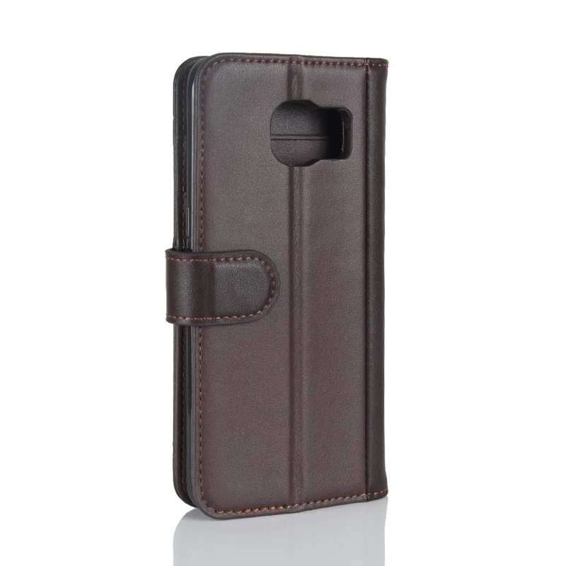 For Samsung Galaxy S7 Edge SM-G935 Soft Smooth Split Leather Wallet Stand Case Shell - Brown