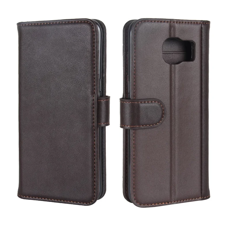 For Samsung Galaxy S7 Edge SM-G935 Soft Smooth Split Leather Wallet Stand Case Shell - Brown