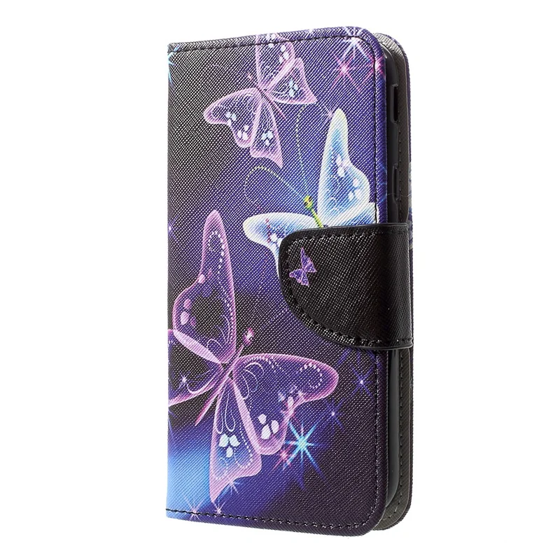 Patterned Leather Card Holder Stand Protection Phone Casing for Samsung Galaxy J3 (2017) EU Version - Vivid Butterflies