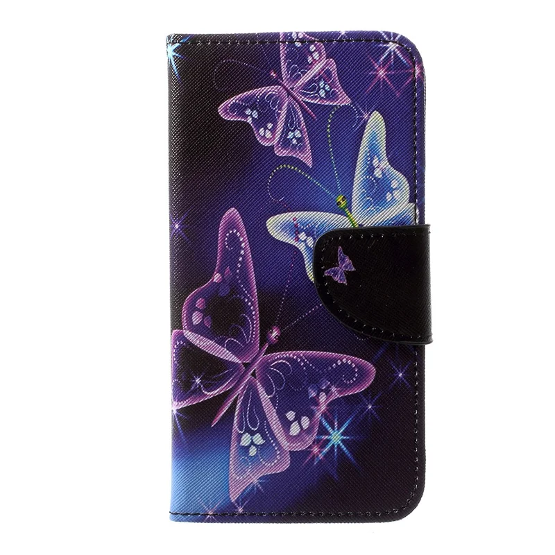 Patterned Leather Card Holder Stand Protection Phone Casing for Samsung Galaxy J3 (2017) EU Version - Vivid Butterflies