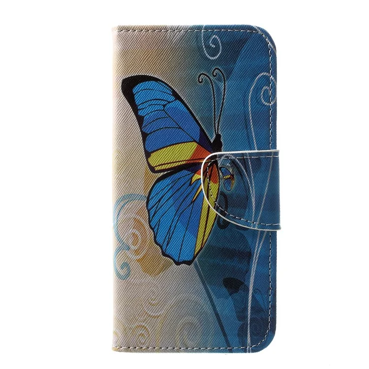 For Samsung Galaxy J3 (2017) EU Version Printing Patterned Stand Leather Wallet Case Shell - Beautiful Butterfly