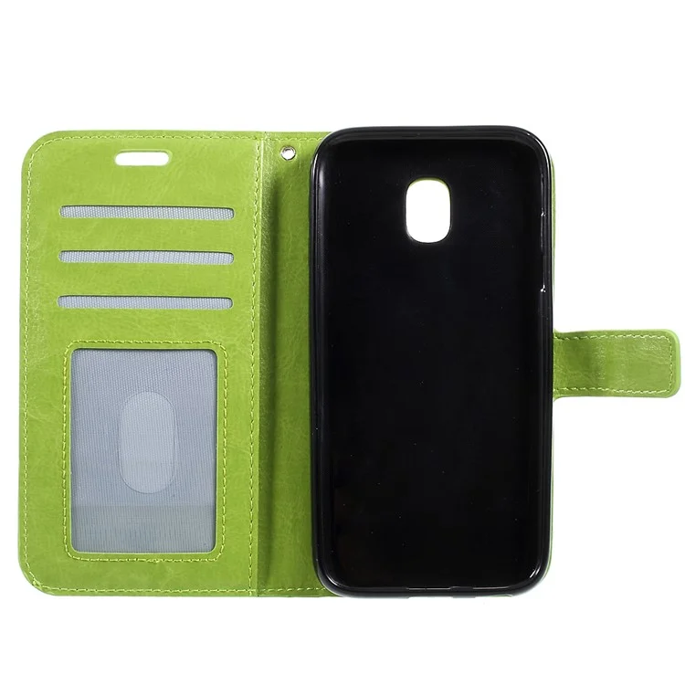 Crazy Horse PU Leather Wallet Stand Phone Accessory Case for Samsung Galaxy J5 (2017) EU Version - Green