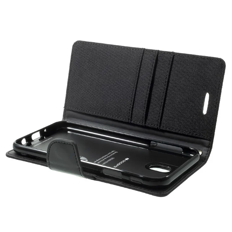MERCURY GOOSPERY Canvas Diary Leather Wallet Cover for Samsung Galaxy J7 Pro - Black