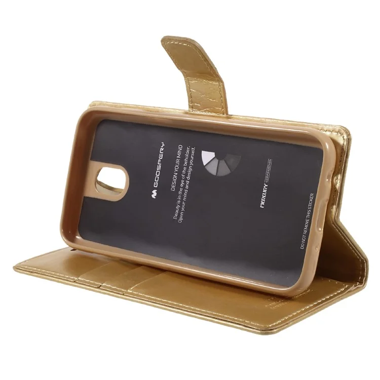 MERCURY GOOSPERY Blue Moon Wallet Leather Flip Stand Phone Case for Samsung Galaxy J5 (2017) EU Version - Gold