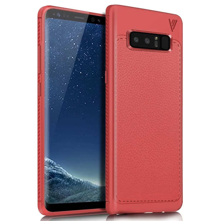 IVSO Gentry Series Leather Coated Soft TPU Cover for Samsung Galaxy Note 8 - Red