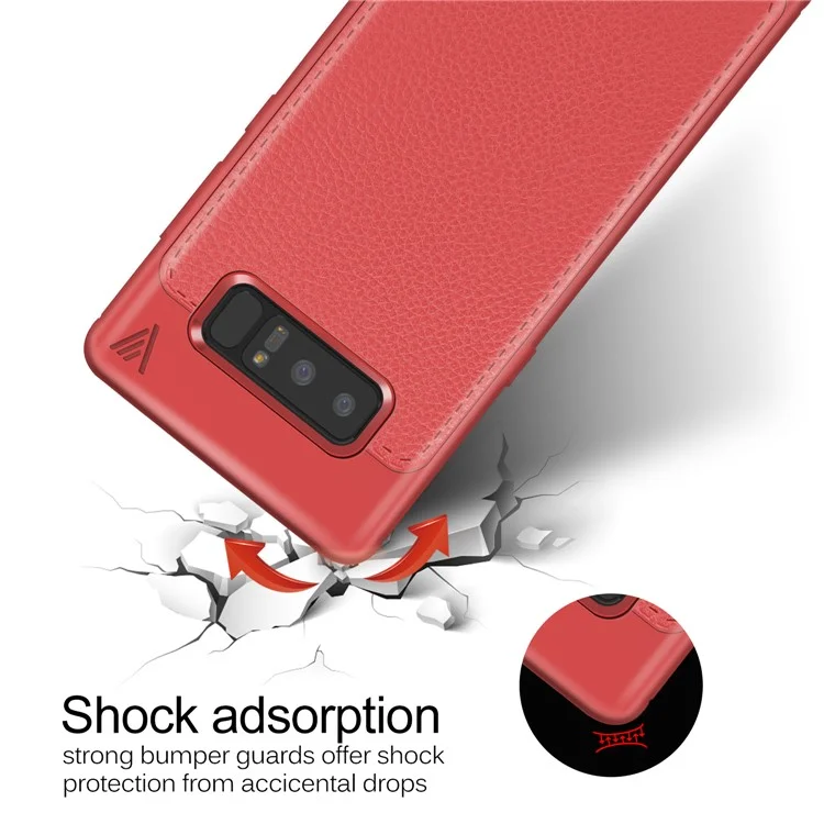 IVSO Gentry Series Leather Coated Soft TPU Cover for Samsung Galaxy Note 8 - Red