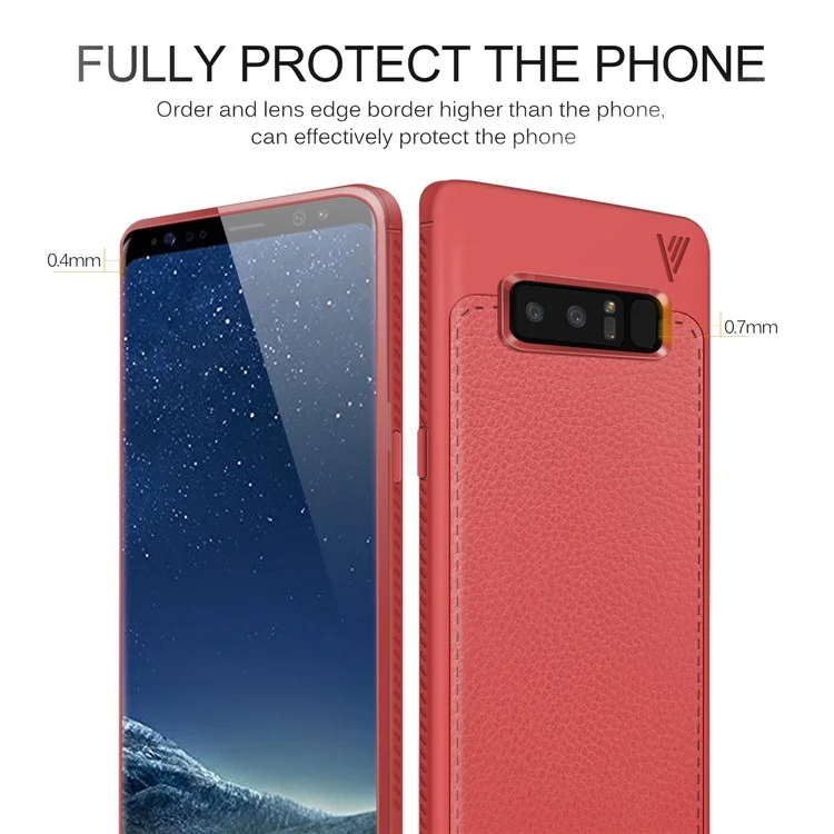IVSO Gentry Series Leather Coated Soft TPU Cover for Samsung Galaxy Note 8 - Red