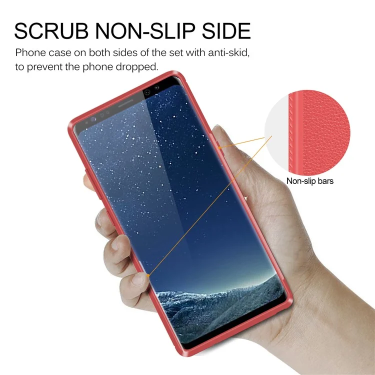 IVSO Gentry Series Leather Coated Soft TPU Cover for Samsung Galaxy Note 8 - Red