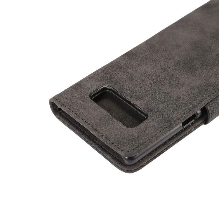 Retro Style Stand Leather Wallet Case Cover for Samsung Galaxy Note 8 - Black