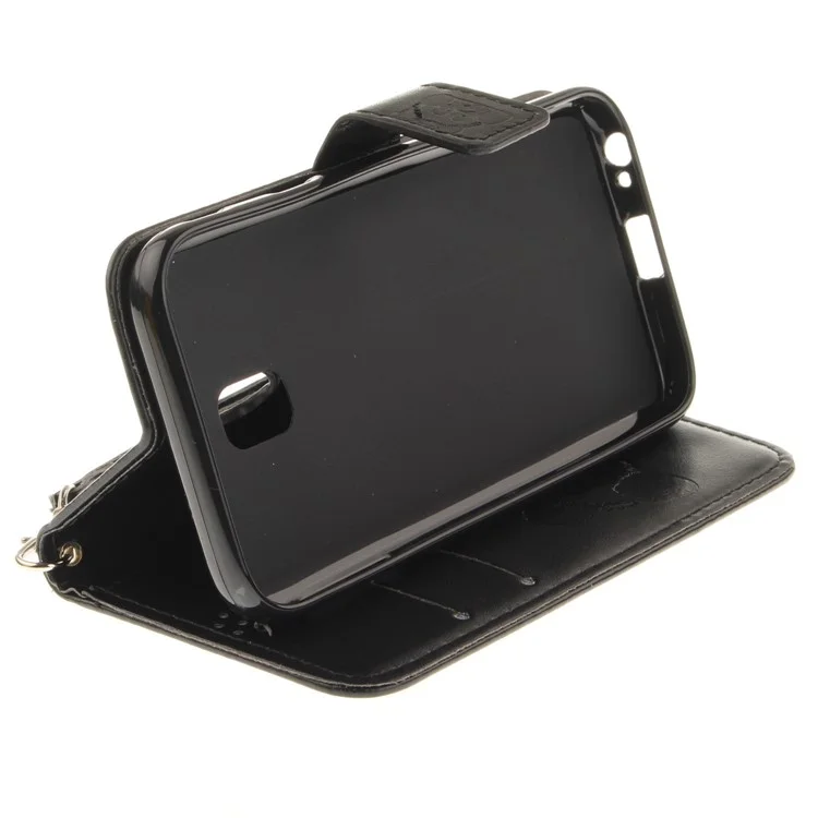 For Samsung Galaxy J3 (2017) J330 EU Version Imprinted Panda Card Slots Leather Stand Protective Shell - Black