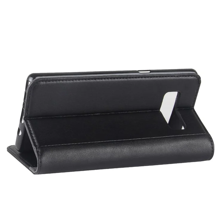 For Samsung Galaxy Note 8 Genuine Split Flip Leather Wallet Stand Cover Case - Black