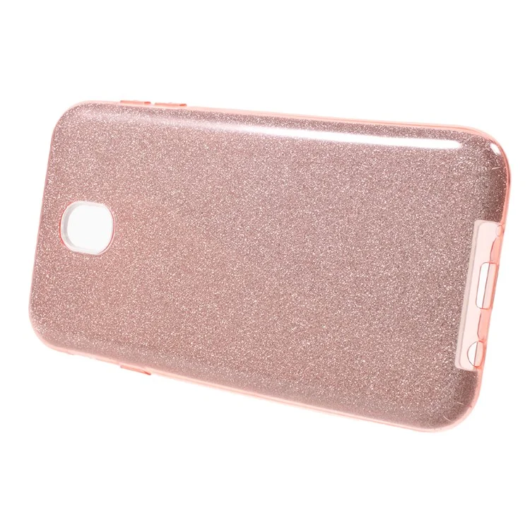 Flash Powder TPU + PC Hybrid Mobile Phone Accessory Cover for Samsung Galaxy J7 Pro (2017) / J7 (2017) EU Version - Rose Gold