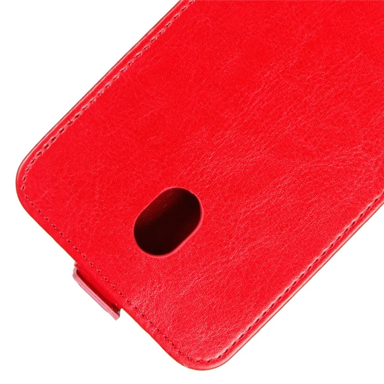 Crazy Horse Vertical Flip PU Leather Phone Shell for Samsung Galaxy J3 (2017) EU Version / J3 Pro (2017) - Red
