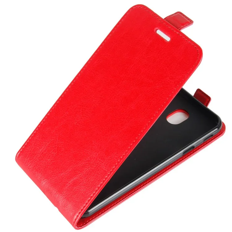 Crazy Horse Vertical Flip PU Leather Phone Shell for Samsung Galaxy J3 (2017) EU Version / J3 Pro (2017) - Red