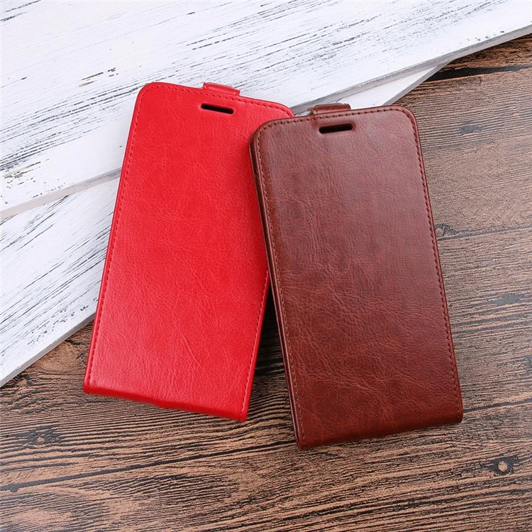 Crazy Horse Vertical Flip PU Leather Phone Shell for Samsung Galaxy J3 (2017) EU Version / J3 Pro (2017) - Red