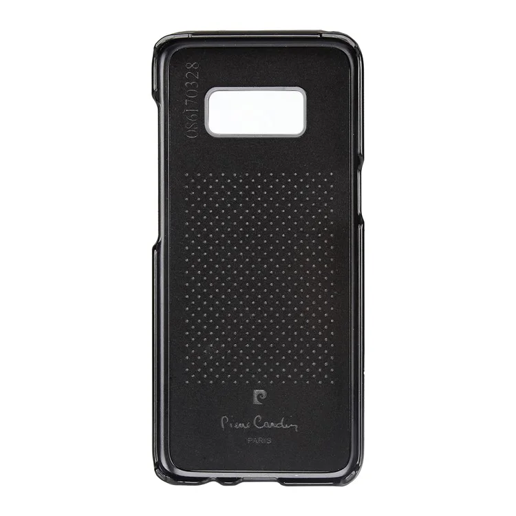 PIERRE CARDIN Genuine Leather Coated PC Back Case for Samsung Galaxy S8 SM-G950 - Black