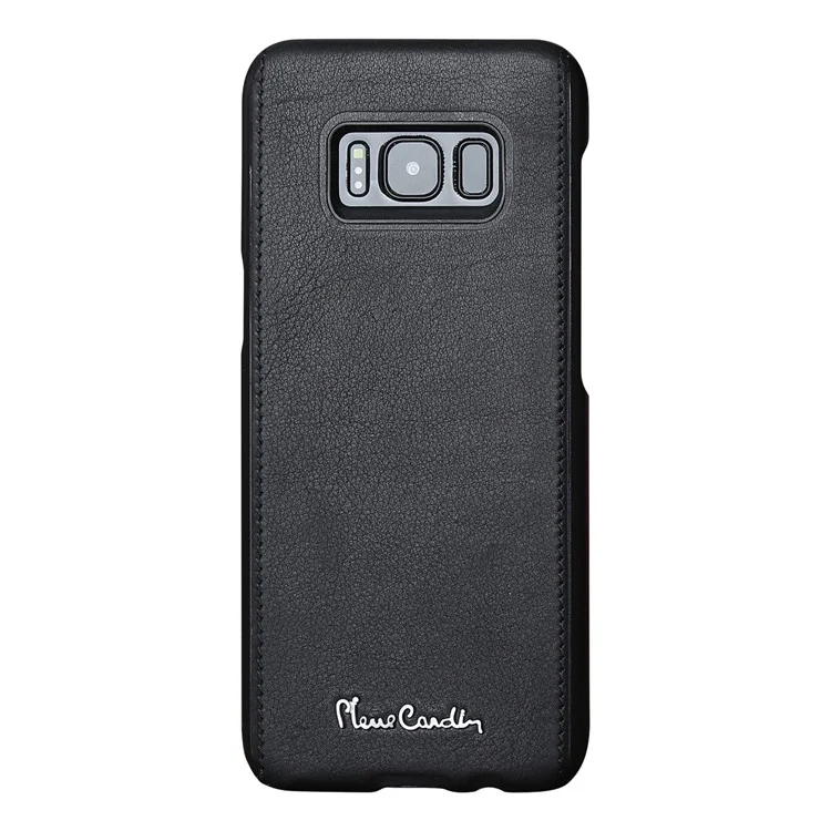 PIERRE CARDIN Genuine Leather Coated PC Back Case for Samsung Galaxy S8 SM-G950 - Black