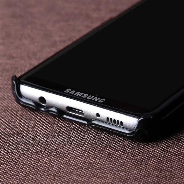 PIERRE CARDIN Genuine Leather Coated PC Back Case for Samsung Galaxy S8 SM-G950 - Black