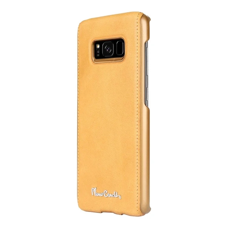 PIERRE CARDIN Genuine Leather Coated PC Back Cover for Samsung Galaxy S8 SM-G950 - Yellow