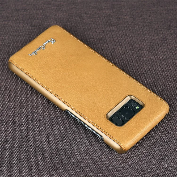 PIERRE CARDIN Genuine Leather Coated PC Back Cover for Samsung Galaxy S8 SM-G950 - Yellow