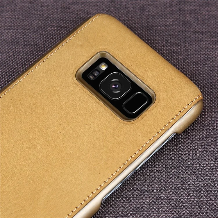 PIERRE CARDIN Genuine Leather Coated PC Back Cover for Samsung Galaxy S8 SM-G950 - Yellow