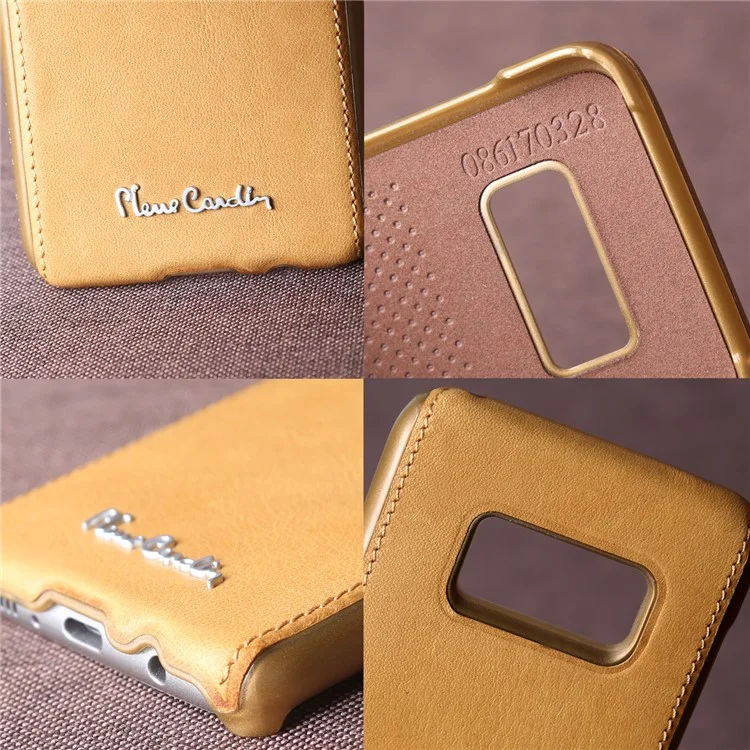 PIERRE CARDIN Genuine Leather Coated PC Back Cover for Samsung Galaxy S8 SM-G950 - Yellow