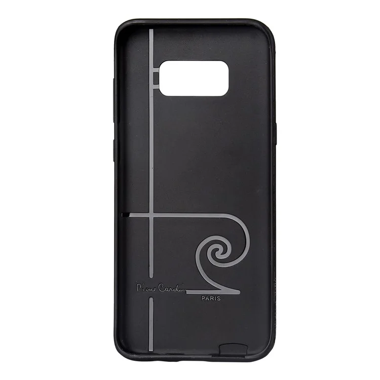 PIERRE CARDIN Genuine Leather Coated Card Slot TPU Mobile Phone Case for Samsung Galaxy S8 SM-G950 - Black