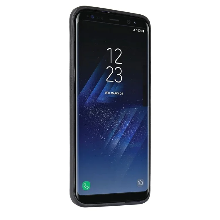 PIERRE CARDIN Genuine Leather Coated Card Slot TPU Mobile Phone Case for Samsung Galaxy S8 SM-G950 - Black